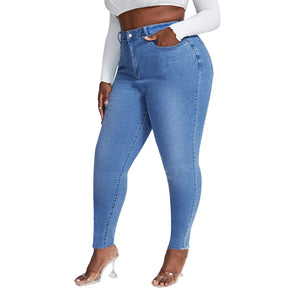 Plus Size Beauties Stretch Denim Pencil Pants - Ailime Designs