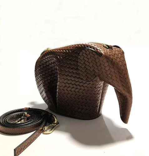 Elephant Woven Design Genuine Leather Messenger Handbags - Ailime Designs