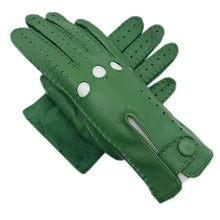 Load image into Gallery viewer, Green Sheepskin  Women&#39;s Leather Riding Gloves - Ailime Designs