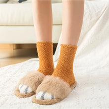 Load image into Gallery viewer, Fleece Cat Paw Print Design Warm  Socks - Ailime Designs