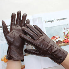 Load image into Gallery viewer, Green Genuine Sheepskin Lined Leather Gloves - Ailime Designs