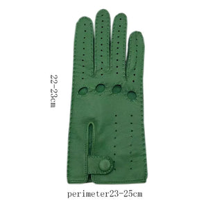 Green Sheepskin  Women's Leather Riding Gloves - Ailime Designs