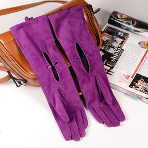 Long Opera Style Genuine Leather Skin Gloves - Ailime Designs