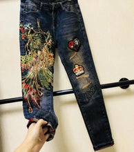 Load image into Gallery viewer, Beautiful Embroidered Stretch Denim Pants - Ailime Designs