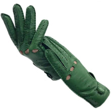 Load image into Gallery viewer, Green Sheepskin  Women&#39;s Leather Riding Gloves - Ailime Designs