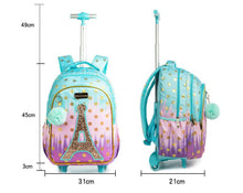 Load image into Gallery viewer, Girl&#39;s Glitter Trim Paris Motif Trolley Luggage - Ailime Designs