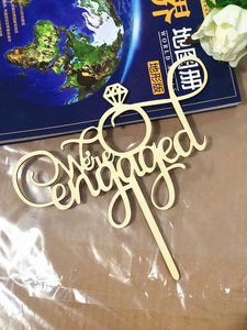 Gold Engagement Text Celebration Toppers - Ailime Designs