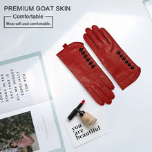 Load image into Gallery viewer, Genuine Red Leather Winter Goat Skin Warm Gloves - Ailime Designs