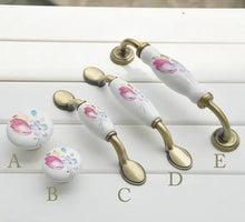 Load image into Gallery viewer, Flower Design Ceramic Drawer Handles &amp; Knobs Hardware - Ailime Designs