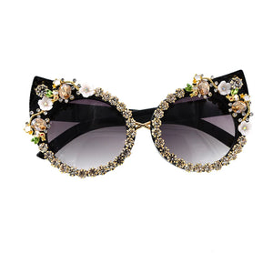 Cat Eye Design Rhinestone Sunglasses - Ailime Designs