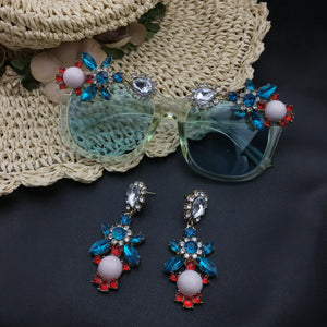 Baroque Design Crystal Earrings & Sunglasses - Ailime Designs