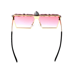 Crystal Design Pink Lens Gradient Sun Glasses  - A