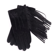 Load image into Gallery viewer, Ladies Pink Fringe Genuine Pigskin Suede Gloves - Ailime Designs