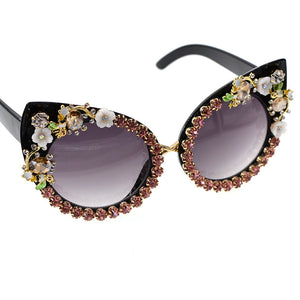 Cat Eye Design Rhinestone Sunglasses - Ailime Designs