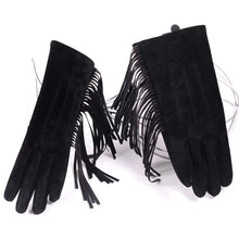 Load image into Gallery viewer, Ladies Pink Fringe Genuine Pigskin Suede Gloves - Ailime Designs