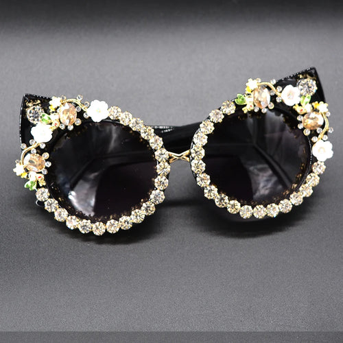 Cat Eye Design Rhinestone Sunglasses - Ailime Designs