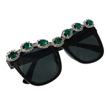 Load image into Gallery viewer, Baroque Emerald Green Crystal Design Sunglasses - Ailime Designs