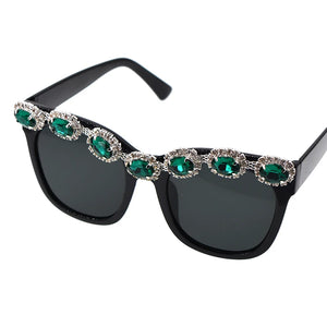 Baroque Emerald Green Crystal Design Sunglasses - Ailime Designs