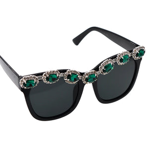 Baroque Emerald Green Crystal Design Sunglasses - Ailime Designs