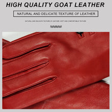 Load image into Gallery viewer, Genuine Red Leather Winter Goat Skin Warm Gloves - Ailime Designs