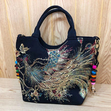 Load image into Gallery viewer, Beautiful Sequin Embroidered Peacock Design Totebag - Ailime Designs