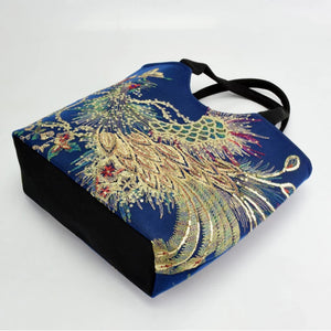 Beautiful Sequin Embroidered Peacock Design Totebag - Ailime Designs