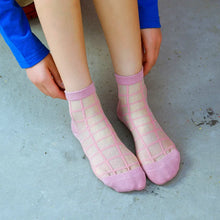 Load image into Gallery viewer, Breathable Check Design Women Sheer Dress Socks - Ailime Designs