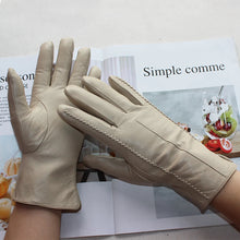 Load image into Gallery viewer, Green Genuine Sheepskin Lined Leather Gloves - Ailime Designs