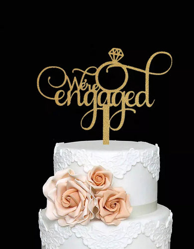 Gold Engagement Text Celebration Toppers - Ailime Designs