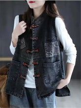 Load image into Gallery viewer, Asian Inspired Women Denim Vests  - Ailime Designs