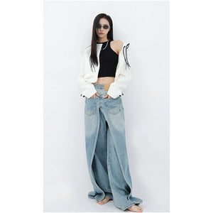 Backward Style Women's Overlay Denim Pants - Ailime Designs