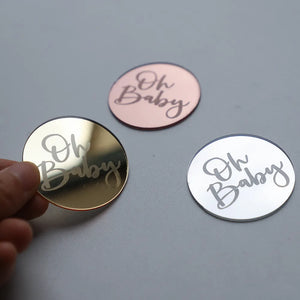 10Pcs Oh Baby Mirror Cake Toppers - Ailime Designs