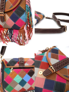 Casual Multi-color Patchwork Genuine Leather Skin Crossbody Handbags - Ailime Designs