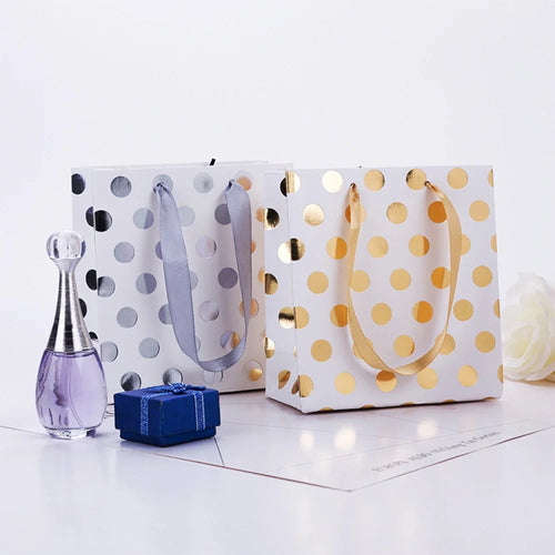 4Pc Gold Metallic Polka Dot Design Gift Bags - Ailime Designs