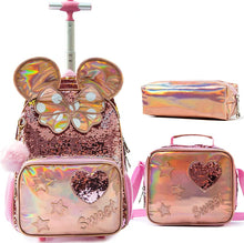 Load image into Gallery viewer, Girl&#39;s Metallic Design 3pcs Trolley Luggage Set - Ailime Designs