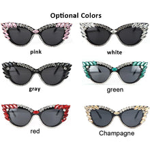 Load image into Gallery viewer, Cat Eye Red/White Crystal Design Sunglasses - Ailime Designs