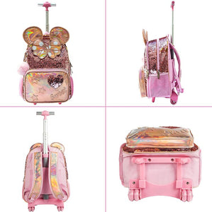 Girl's Metallic Design 3pcs Trolley Luggage Set - Ailime Designs