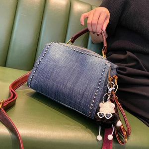 Casual Denim  Rivet Design Crossbody Handbag - Ailime Designs