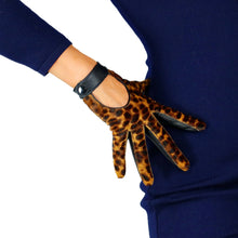 Load image into Gallery viewer, Leopard Animal Skin Print Two-Tone Sheepskin Leather Gloves - Ailime Designs