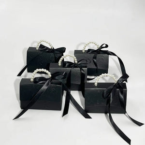 Black Embossed Elegant  Faux Pearl Handle & Handbag Gift Boxes - Ailime Designs