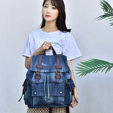 Load image into Gallery viewer, Casual Blue Wash Double Buckle Backpacks - Ailime Designs