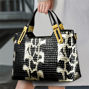 Python Printed Women Luxury PU Leather Handbags - Ailime Designs