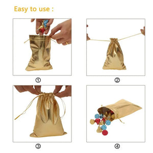 50pcs Gold Lamay Drawstring Small Gift Bag Pouches - Ailime Designs