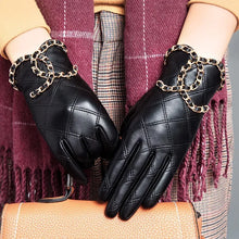 Load image into Gallery viewer, Genuine Sheepskin Leather Chain link Gloves For Women - Ailime Designs