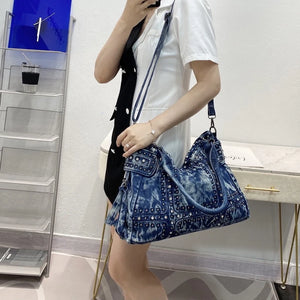 Double Handle Oversize Denim Totebag - Ailime Designs