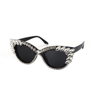 Cat Eye Red/White Crystal Design Sunglasses - Ailime Designs