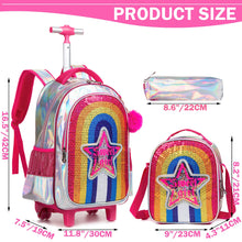 Load image into Gallery viewer, Girl&#39;s Rainbow Star Design Sequin Trolley Luggage - Ailime Designs