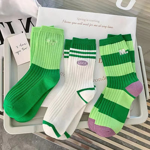 Breathable Stripe Design Women Crew Socks - Ailime Designs