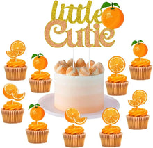 Load image into Gallery viewer, Glitter Orange Cake Toppers - Ailime Designs