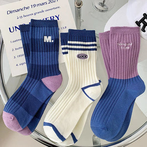 Breathable Stripe Design Women Crew Socks - Ailime Designs